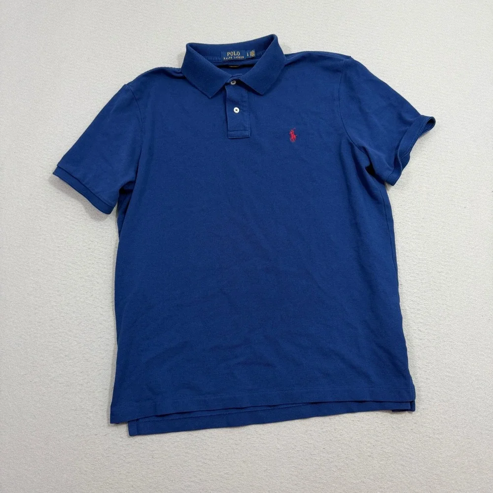 Polo Ralph Lauren Polo Shirt Men's Large Blue Classic Fit Short Sleeve Pique